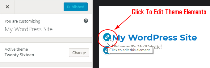 Click to edit WordPress theme elements