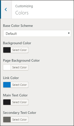 WordPress Theme Customizer - Colors