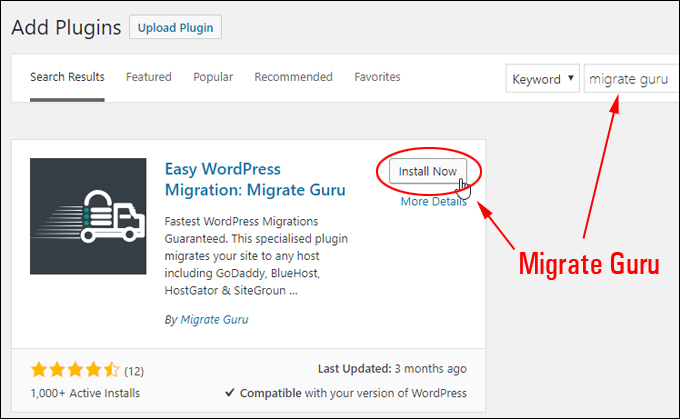 Install the Migrate Guru plugin