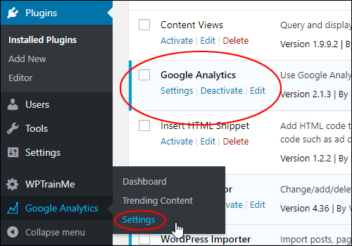 Google Analytics > Settings