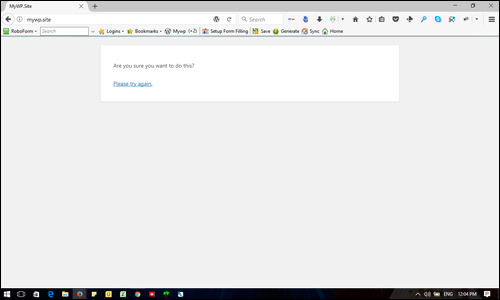 WordPress "Are you sure you want to do this?" error